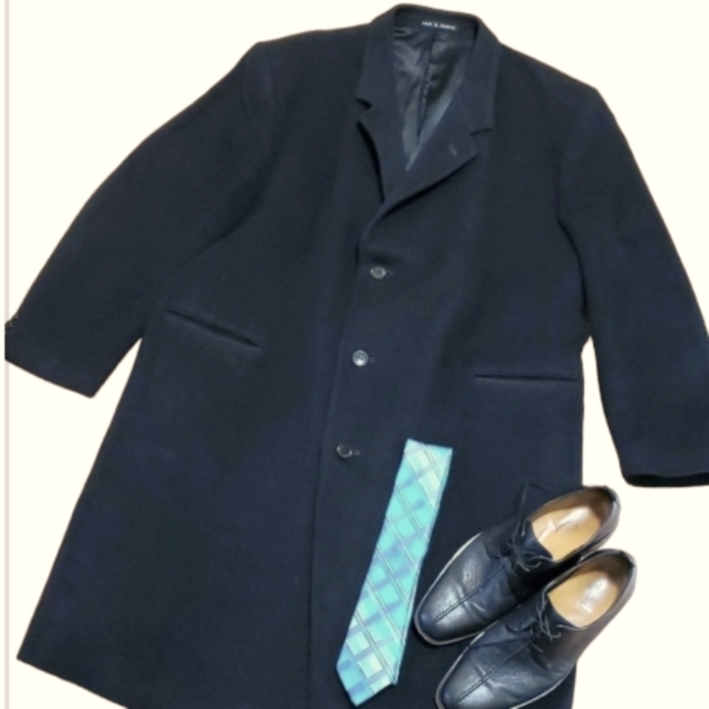 Marc Jeffries Mens Black‎ Long Formal Overcoat Size 2XL
